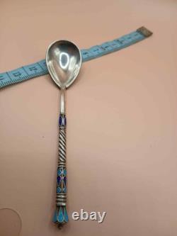 Imperial Russian 84 silver Enamel spoon