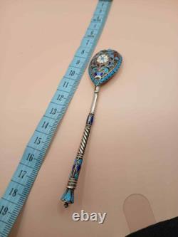 Imperial Russian 84 silver Enamel spoon