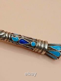Imperial Russian 84 silver Enamel spoon
