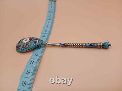 Imperial Russian 84 silver Enamel spoon