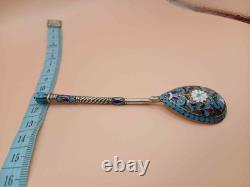 Imperial Russian 84 silver Enamel spoon