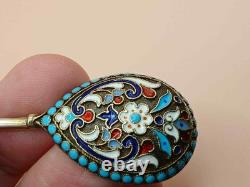 Imperial Russian 84 silver enamel spoon 1895 Nikolai Alekseev