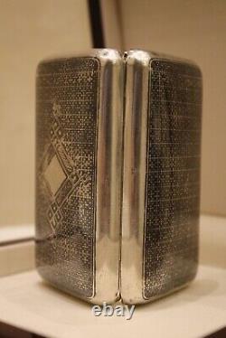 Imperial Russian 84 silver niello snuff or cigarette box Moscow 1879 Romanov-era