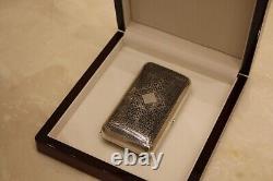 Imperial Russian 84 silver niello snuff or cigarette box Moscow 1879 Romanov-era
