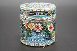 Imperial Russian Antique Gilt Silver Cloisonne Enamel Tea Caddy Hard to Find