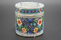 Imperial Russian Antique Gilt Silver Cloisonne Enamel Tea Caddy Hard to Find
