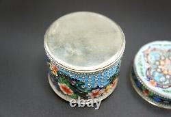 Imperial Russian Antique Gilt Silver Cloisonne Enamel Tea Caddy Hard to Find