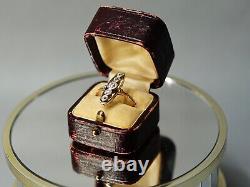 Imperial Russian Art Deco Marquis Ring Diamonds 1.10 ctw. Gold 14 k Box