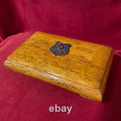 Imperial Russian Cigar Box from Karelian Birch with Silver Enamel Onlay 1881 y