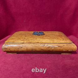 Imperial Russian Cigar Box from Karelian Birch with Silver Enamel Onlay 1881 y