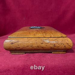 Imperial Russian Cigar Box from Karelian Birch with Silver Enamel Onlay 1881 y