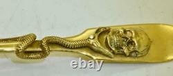 Imperial Russian Doctor's medicine Skull, Snake gild silver poison spoon c1861