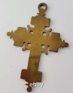 Imperial Russian Enamel Crucifix Antique Orthodox Cross