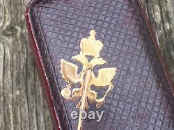 Imperial Russian Faberge 14k 56 Gold Diamond Stick Pin Brooch Coat of Arm