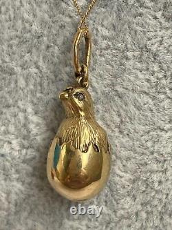 Imperial Russian Faberge 14k 56 Gold Diamonds Poult Egg Pendant Catherine II