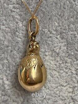 Imperial Russian Faberge 14k 56 Gold Diamonds Poult Egg Pendant Catherine II