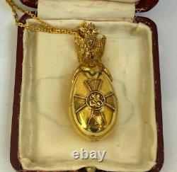 Imperial Russian Faberge 88 Silver Gilded In Memory of the War Award Pendant Egg