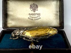 Imperial Russian Faberge Beetle Insect Silver 84 & Gold 56 Enamel Brooch M