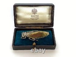 Imperial Russian Faberge Beetle Insect Silver 84 & Gold 56 Enamel Brooch M