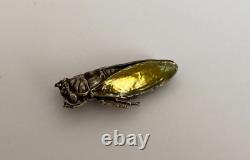 Imperial Russian Faberge Beetle Insect Silver 84 & Gold 56 Enamel Brooch M