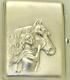 Imperial Russian Faberge Cigarette Case Silver Rubies Emeralds-Horse and Girl