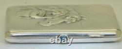 Imperial Russian Faberge Cigarette Case Silver Rubies Emeralds-Horse and Girl