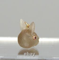 Imperial Russian Faberge Hardstone Agate Easter Rabbit Head Neck Pendant Charm