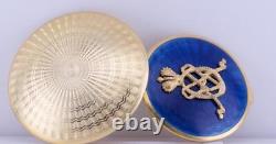 Imperial Russian Faberge Pill Box Silver Guilloche Enamel for Empress Maria 1890