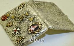 Imperial Russian Faberge Samorodok silver cigarette case. Romanov Tercentenary