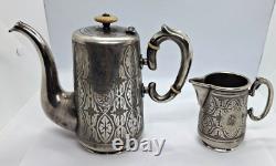 Imperial Russian Fraget Warsaw Poland Silver Plate Coffe Pot and Milk Jug