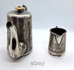Imperial Russian Fraget Warsaw Poland Silver Plate Coffe Pot and Milk Jug