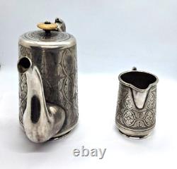 Imperial Russian Fraget Warsaw Poland Silver Plate Coffe Pot and Milk Jug
