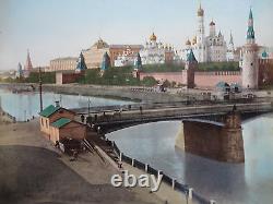 Imperial Russian Hand Coloured Antique Albumen Photo of Moscow Kremlin 1879