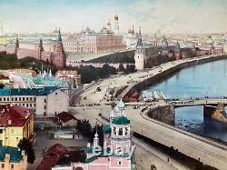 Imperial Russian Hand Coloured Antique Albumen Photo of Moscow Kremlin 1880