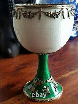 Imperial Russian Magnificent Large Silver Enamel Jewelled Cup