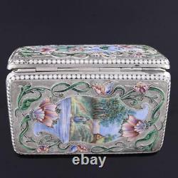 Imperial Russian Moscow Ivan Lebedkin Silver 84 Cloisonne Enamel Cigarette Case