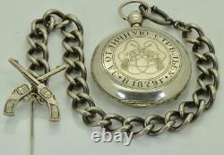 Imperial Russian Officer's award silver full hunter case H. Huguenin pocket watch