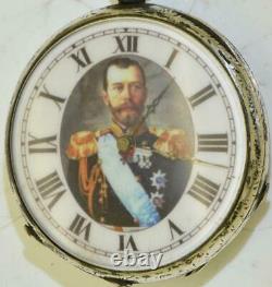 Imperial Russian Officers Silver Pocket Watch-Tsar Nicholas II Monogram Case