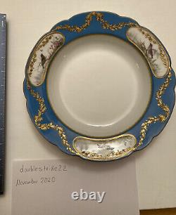 Imperial Russian Porcelain Dinner Bowl From 1901 Alexandrinsky Turquoise Service