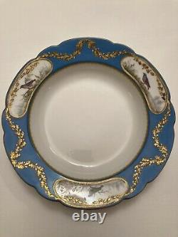 Imperial Russian Porcelain Dinner Bowl From 1901 Alexandrinsky Turquoise Service