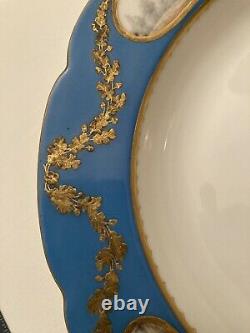 Imperial Russian Porcelain Dinner Bowl From 1901 Alexandrinsky Turquoise Service