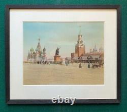 Imperial Russian Red Square Moscow Hand Coloured Antique Albumen Photo 1879