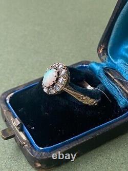 Imperial Russian Ring Opal & Rose Cut Diamonds ca. App. 0.50 ct. Gold 14 k Box