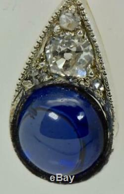 Imperial Russian Royal Family Faberge 18k gold, 23ct Diamonds&Sapphire brooch. Box