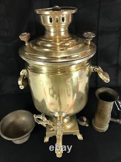 Imperial Russian Samovar By Batashev Award Stamped 1870 to 1882 Brass Antique