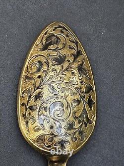 Imperial Russian Silver 84 Niello Spoon Antonovich Kovalsky Moscow C. 1844 Rare