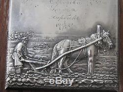 Imperial Russian Silver 84 Rare Plaque By Ivan Khlebnikov