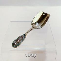 Imperial Russian Silver & Cloisonne Enamel Tea Caddy Spoon by Gustav Klingert sl