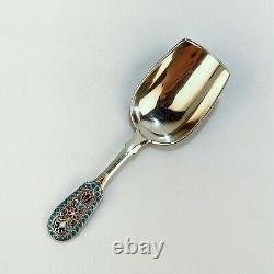 Imperial Russian Silver & Cloisonne Enamel Tea Caddy Spoon by Gustav Klingert sl