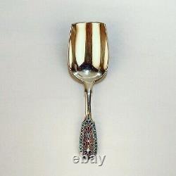 Imperial Russian Silver & Cloisonne Enamel Tea Caddy Spoon by Gustav Klingert sl
